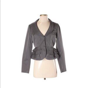 CYNTHIA ROWLEY woman’s grey ruffled trim blazer-S